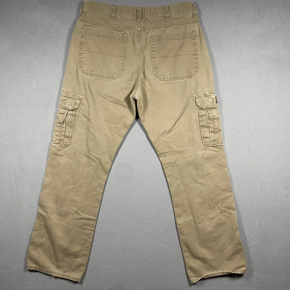 Wrangler Cargo Pants Mens 34x32 Khaki Tan Originals Straight Leg Cotton Twill